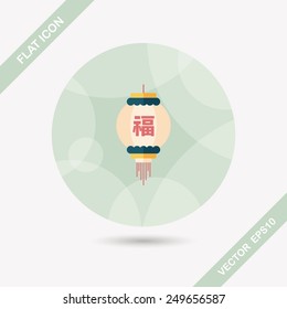 Chinese New Year flat icon with long shadow,eps10, Chinese festival couplets with lantern means " wish good lucks"