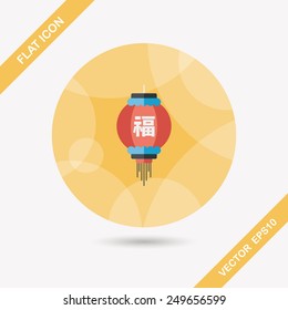 Chinese New Year flat icon with long shadow,eps10, Chinese festival couplets with lantern means " wish good lucks"
