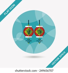 Chinese New Year flat icon with long shadow,eps10, Chinese festival couplets with lantern means " wish good luck and Spring comes."