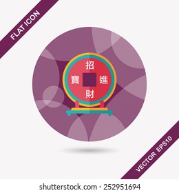 Chinese New Year flat icon with long shadow,eps10, Chinese decoration, Chinese words mean wish you can be wealthy and prosperity.