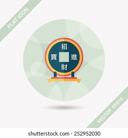 Chinese New Year flat icon with long shadow,eps10, Chinese decoration, Chinese words mean wish you can be wealthy and prosperity.