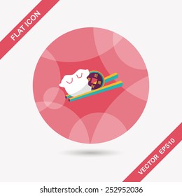 Chinese New Year flat icon with long shadow,eps10, Coin wrapped in dumplings where people eat throughout the year will be very lucky and get rich.