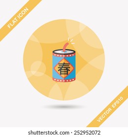 Chinese New Year flat icon, eps10, word Fu, Chinese festival couplets with firecrackers means " wish good luck and Spring comes."