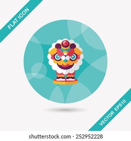 Chinese New Year flat icon with long shadow,eps10,The dragon and lion dancing head