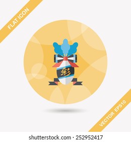 Chinese New Year flat icon with long shadow,eps10, lucky white radish with Chinese words means " Wish it can brings luck to you in the new year."