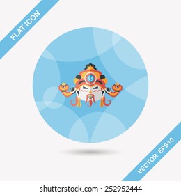 Chinese New Year flat icon with long shadow,eps10, God of wealth