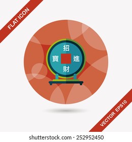 Chinese New Year flat icon with long shadow,eps10, Chinese decoration, Chinese words mean wish you can be wealthy and prosperity.