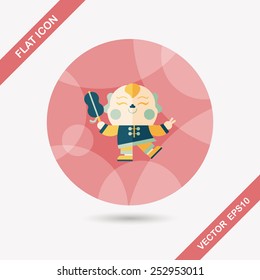 Chinese New Year flat icon with long shadow,eps10, Maitreya doll decoration means "Bless you have wealth, monasticism and popularity."
