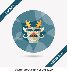Chinese New Year flat icon with long shadow,eps10,The dragon and lion dancing head