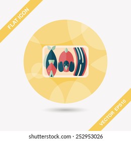 Chinese New Year flat icon with long shadow,eps10, Worship offerings are three livestock fish, chicken and pork.