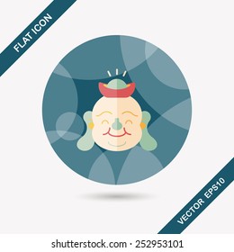 Chinese New Year flat icon with long shadow,eps10, Maitreya means "Bless you have wealth, monasticism and popularity."