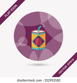 Chinese New Year flat icon, eps10, word Fu, Chinese festival couplets with firecrackers means " wish good luck and Spring comes."