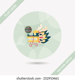 Chinese New Year flat icon with long shadow,eps10,The dragon and lion dancing head
