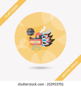 Chinese New Year flat icon with long shadow,eps10,The dragon and lion dancing head