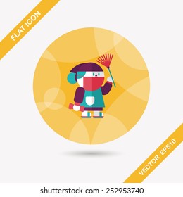 Chinese New Year flat icon with long shadow,eps10, When the Chinese New Year ,we will be cleaning our homes and the environment. 