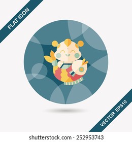 Chinese New Year flat icon with long shadow,eps10 Chinese Mascot means "May you always get more than you wish for." 