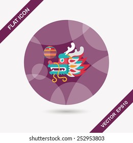 Chinese New Year flat icon with long shadow,eps10,The dragon and lion dancing head