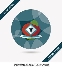 Chinese New Year flat icon with long shadow,eps10, Chinese lucky orange means "Wish you whole year will be lucky and propitious."