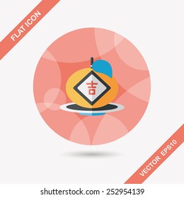 Chinese New Year flat icon with long shadow,eps10, Chinese lucky orange means "Wish you whole year will be lucky and propitious."