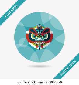 Chinese New Year flat icon with long shadow,eps10,The dragon and lion dancing head