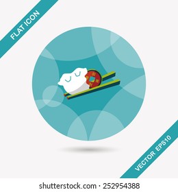 Chinese New Year flat icon with long shadow,eps10, Coin wrapped in dumplings where people eat throughout the year will be very lucky and get rich.