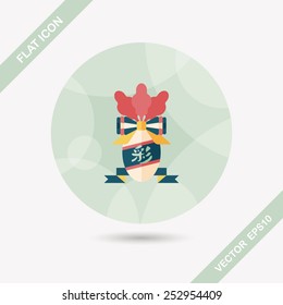 Chinese New Year flat icon with long shadow,eps10, lucky white radish with Chinese words means " Wish it can brings luck to you in the new year."