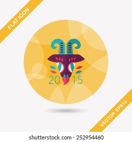 Chinese New Year flat icon with long shadow,eps10, Chinese Zodiac Year of the Goat, 2015