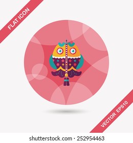 Chinese New Year flat icon with long shadow,eps, Chinese fish lucky pendant means "May you always get more than you wish for." 