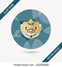 Chinese New Year flat icon with long shadow,eps10,The dragon and lion dancing head