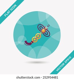 Chinese New Year flat icon with long shadow,eps10, lucky Chinese knot pendant means " wish good luck and fortune comes."