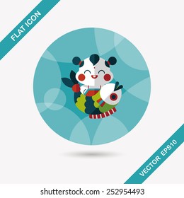 Chinese New Year flat icon with long shadow,eps10 Chinese Mascot means "May you always get more than you wish for." 
