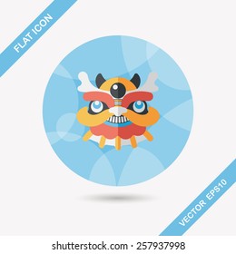 Chinese New Year flat icon with long shadow,eps10,The dragon and lion dancing head