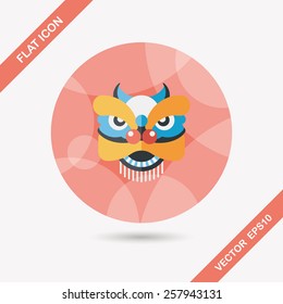 Chinese New Year flat icon with long shadow,eps10,The dragon and lion dancing head