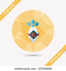 Chinese New Year flat icon with long shadow,eps10, lucky white radish with Chinese words means " Wish it can brings luck to you in the new year."