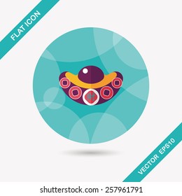 Chinese New Year flat icon with long shadow,eps10, Gold ingot with Chinese words means " wish you earn a lot of money."