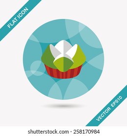 Chinese New Year flat icon with long shadow,eps10 ,Chinese steamed sponge cake means both "prosperity and wealth". 