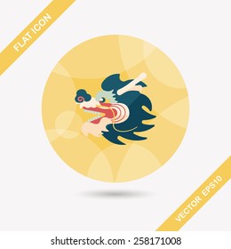Chinese New Year flat icon with long shadow,eps10,The dragon and lion dancing head