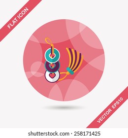 Chinese New Year flat icon with long shadow,eps10, Ancient coins lucky pendant means "wish good luck and fortune comes."