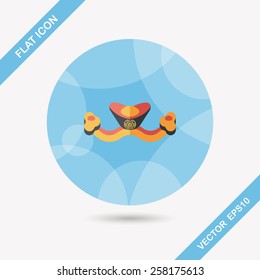Chinese New Year flat icon with long shadow,eps10, Gold ingot means "wish good luck and fortune come."