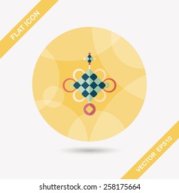 Chinese New Year flat icon with long shadow,eps10, lucky Chinese knot means " wish good luck and fortune comes."