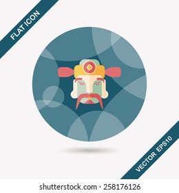 Chinese New Year flat icon with long shadow,eps10, God of wealth
