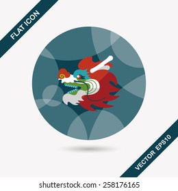 Chinese New Year flat icon with long shadow,eps10,The dragon and lion dancing head