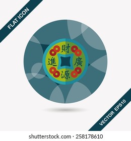 Chinese New Year flat icon with long shadow,eps10, Gold ingot means " wish good luck and fortune come."