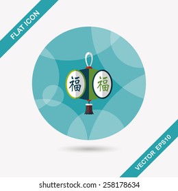 Chinese New Year flat icon with long shadow,eps10, Chinese festival lantern with Chinese words means " wish good luck and fortune comes."
