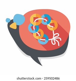 Chinese New Year flat icon with long shadow,eps10, Ancient coins lucky pendant means " wish good luck and fortune comes."