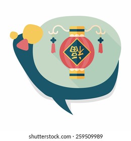 Chinese New Year flat icon with long shadow,eps10, Chinese festival couplets with lantern means " wish good luck and fortune comes."