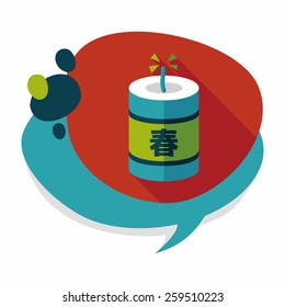 Chinese New Year flat icon, eps10, Chinese festival couplets with firecrackers means " wish the arrival of spring."