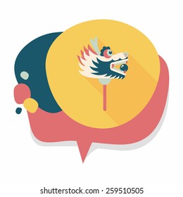 Chinese New Year flat icon with long shadow,eps10,The dragon and lion dancing head