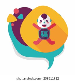 Chinese New Year flat icon with long shadow,eps10, Maitreya doll decoration means "Bless you have wealth, monasticism and popularity."