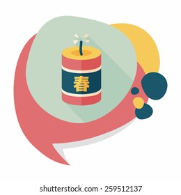 Chinese New Year flat icon, eps10, Chinese festival couplets with firecrackers means " wish the arrival of spring."